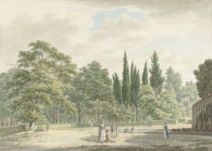 Wandelaars op een terras van de Villa Conti te Frascati by Daniel Dupre Oil Painting