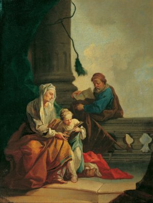 Unterweisung Mariens Durch Joachim Und Anna by Daniel Gran Oil Painting