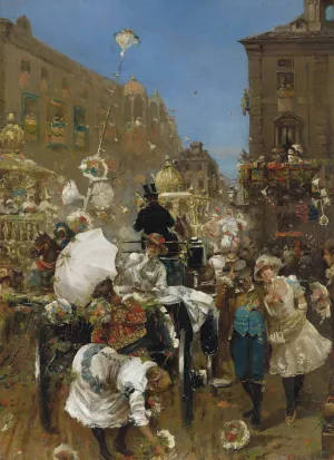 Il Corso Mascherato, Rome Oil painting by Daniel Hernandez Morillo