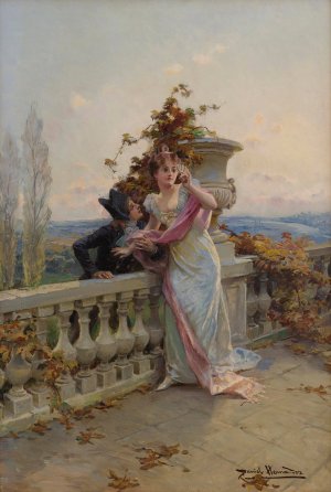 On The Balcony by Daniel Hernandez Morillo Oil Painting