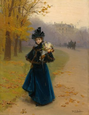 Woman In The Bois De Boulogne by Daniel Hernandez Morillo Oil Painting