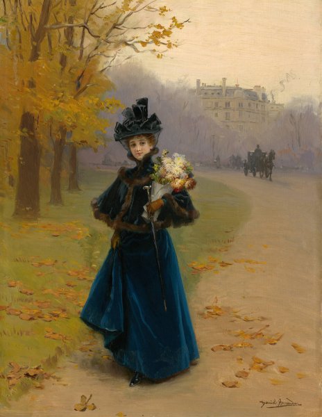 Main Product Photo of Woman In The Bois De Boulogne  Painting by Daniel Hernandez Morillo