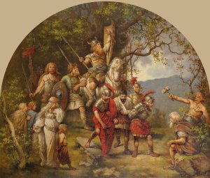 Gefangene ROmer und Germanen by Daniel Hock Oil Painting