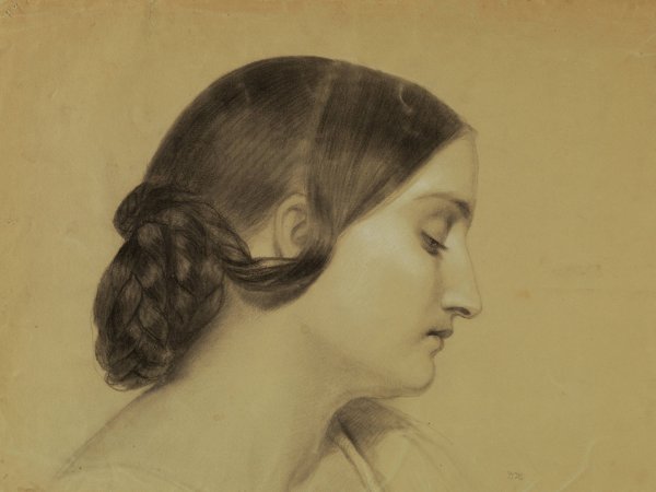 Main Product Photo of Profile of a Woman with a Braided Knot  Painting by Daniel Huntington
