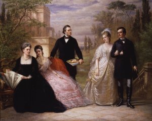 The Field Family in a Garden by Daniel Huntington Oil Painting