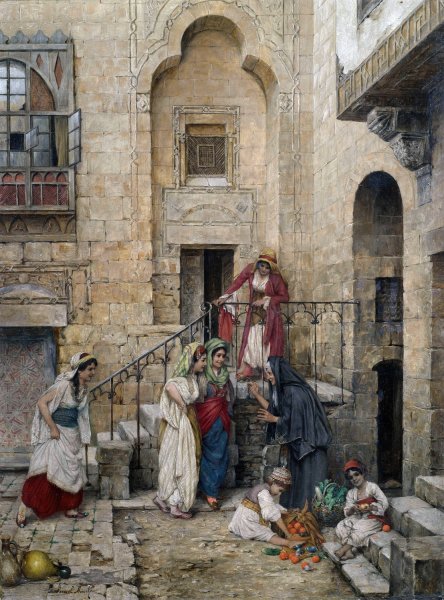Main Product Photo of Haremsdamen im Innenhof eines Palastes  Painting by Daniel Israel