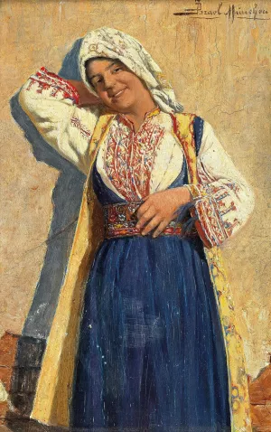 Junges Madchen in Volkstracht by Daniel Israel Oil Painting