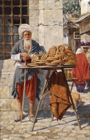 Orientalische Strassenverkaufer by Daniel Israel Oil Painting