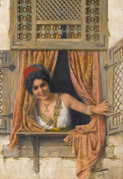 Main Product Photo of Woman At A Window Painting by Daniel Israel