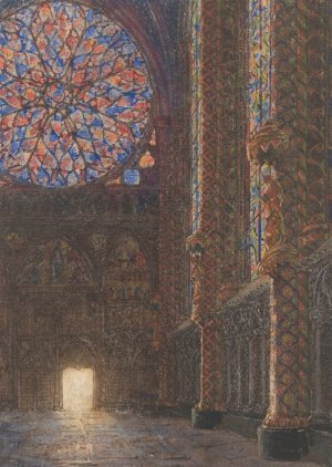 Interieur van de Sainte Chapelle, naar de ingang te zien by Daniel Jordens Oil Painting