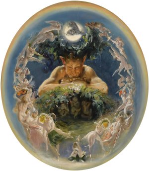 Pan And The Dancing Fairies by Daniel Maclise Oil Painting