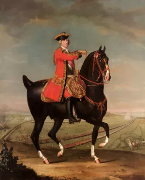 Equestrian Portrait of Field Marshal Sir Jean Louis Ligonier, 1st Earl Ligonier 1705-1770 by Daniel Morier - Oil Painting Reproduction