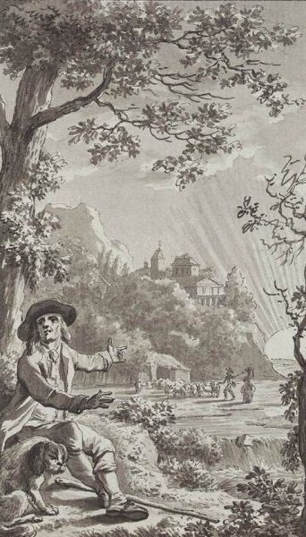 Main Product Photo of Man Resting by the Wayside Painting by Daniel Nikolaus Chodowiecki