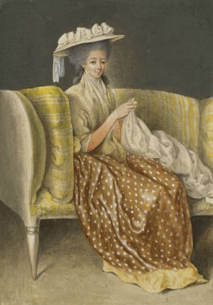 Portrait Of A Lady Sewing by Daniel Nikolaus Chodowiecki Oil Painting