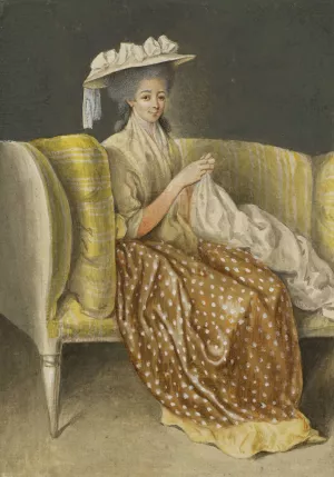 Portrait Of A Lady Sewing Oil painting by Daniel Nikolaus Chodowiecki