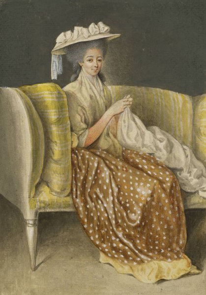 Main Product Photo of Portrait Of A Lady Sewing Painting by Daniel Nikolaus Chodowiecki