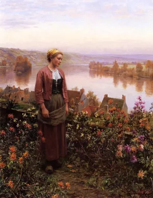 A Garden above the Seine, Rolleboise by Daniel Ridgway Knight - Oil Painting Reproduction