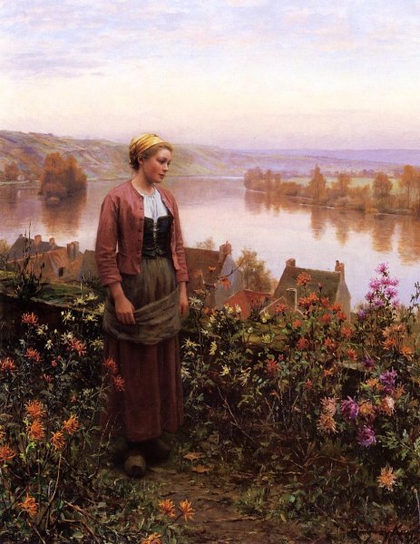 Main Product Photo of A Garden above the Seine, Rolleboise Painting by Daniel Ridgway Knight