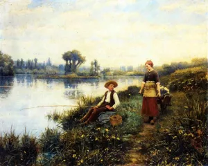A Passing Conversation by Daniel Ridgway Knight Oil Painting