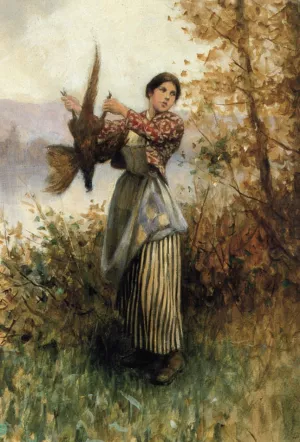 A Pheasant in Hand by Daniel Ridgway Knight - Oil Painting Reproduction