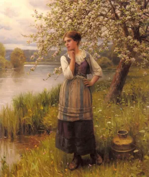 Beneath The Apple Tree by Daniel Ridgway Knight - Oil Painting Reproduction