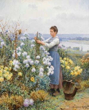 Chrysanthemums by Daniel Ridgway Knight Oil Painting