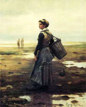 Clamming by Daniel Ridgway Knight - Oil Painting Reproduction