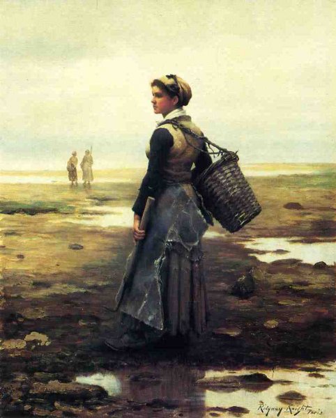 Main Product Photo of Clamming Painting by Daniel Ridgway Knight