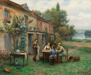 Coffee In The Garden by Daniel Ridgway Knight Oil Painting