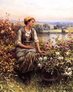 Daydreaming by Daniel Ridgway Knight - Oil Painting Reproduction