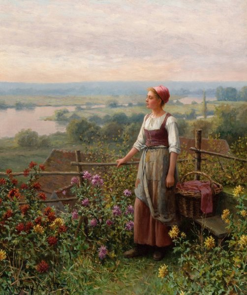 Main Product Photo of Evening at Chantemesle Painting by Daniel Ridgway Knight