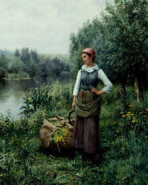 Girl by a Stream, Flanders by Daniel Ridgway Knight Oil Painting