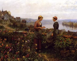 Gossiping Oil painting by Daniel Ridgway Knight