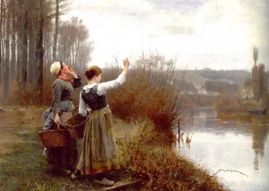 Hailing the Ferry by Daniel Ridgway Knight Oil Painting