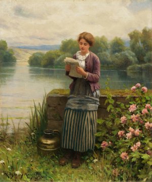 Interesting News by Daniel Ridgway Knight Oil Painting
