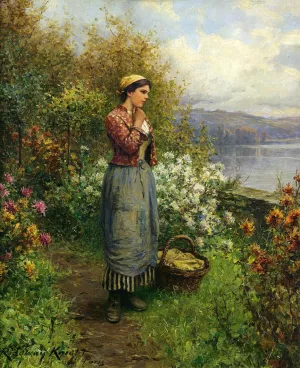 Julia on the Terrace by Daniel Ridgway Knight - Oil Painting Reproduction