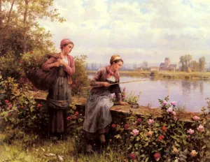 Maria And Madeleine Fishing painting by Daniel Ridgway Knight