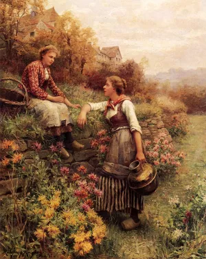 Marie and Diane painting by Daniel Ridgway Knight