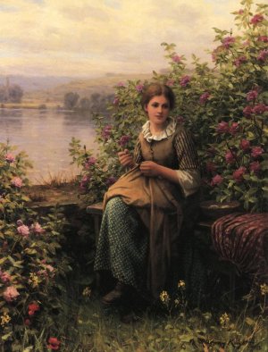 Mending by Daniel Ridgway Knight Oil Painting