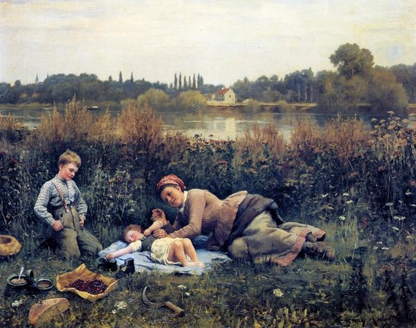 Main Product Photo of Noonday Repast Painting by Daniel Ridgway Knight