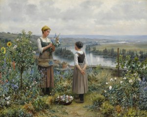 Picking Flowers by Daniel Ridgway Knight Oil Painting