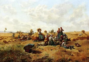 Resting Harvesters by Daniel Ridgway Knight Oil Painting