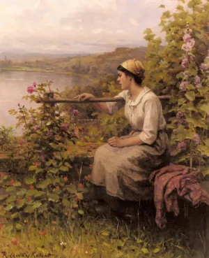 Resting In The Garden Oil painting by Daniel Ridgway Knight