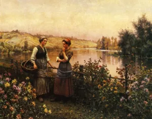 Stopping for Conversation by Daniel Ridgway Knight Oil Painting
