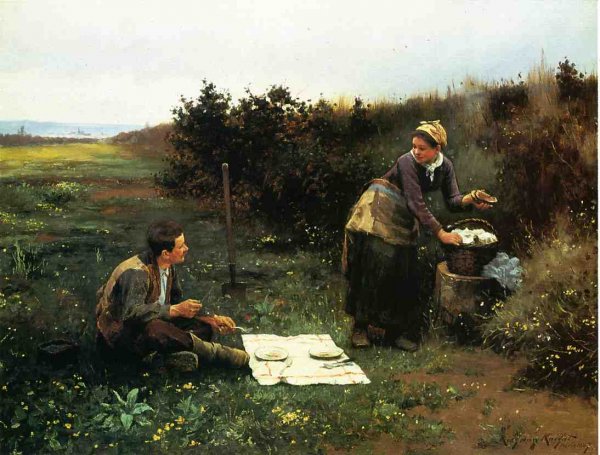 Main Product Photo of The Honeymoon Breakfast Painting by Daniel Ridgway Knight