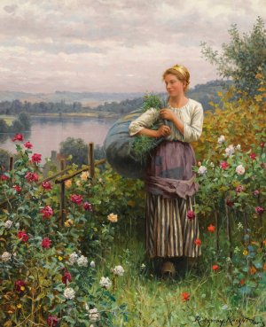 The Rose Garden by Daniel Ridgway Knight Oil Painting