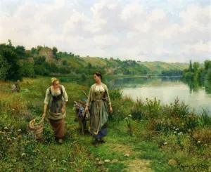 The Seine at Vernon by Daniel Ridgway Knight Oil Painting