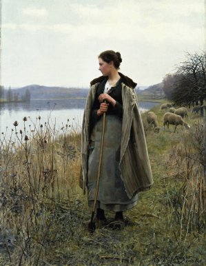 The Shepherdess Of Rolleboise by Daniel Ridgway Knight Oil Painting