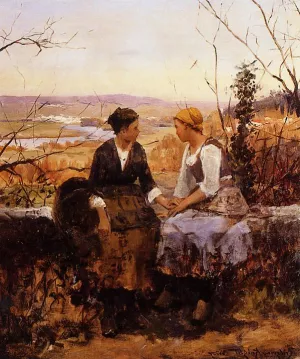 The Two Friends by Daniel Ridgway Knight - Oil Painting Reproduction