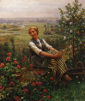 Woman at Rest Oil painting by Daniel Ridgway Knight